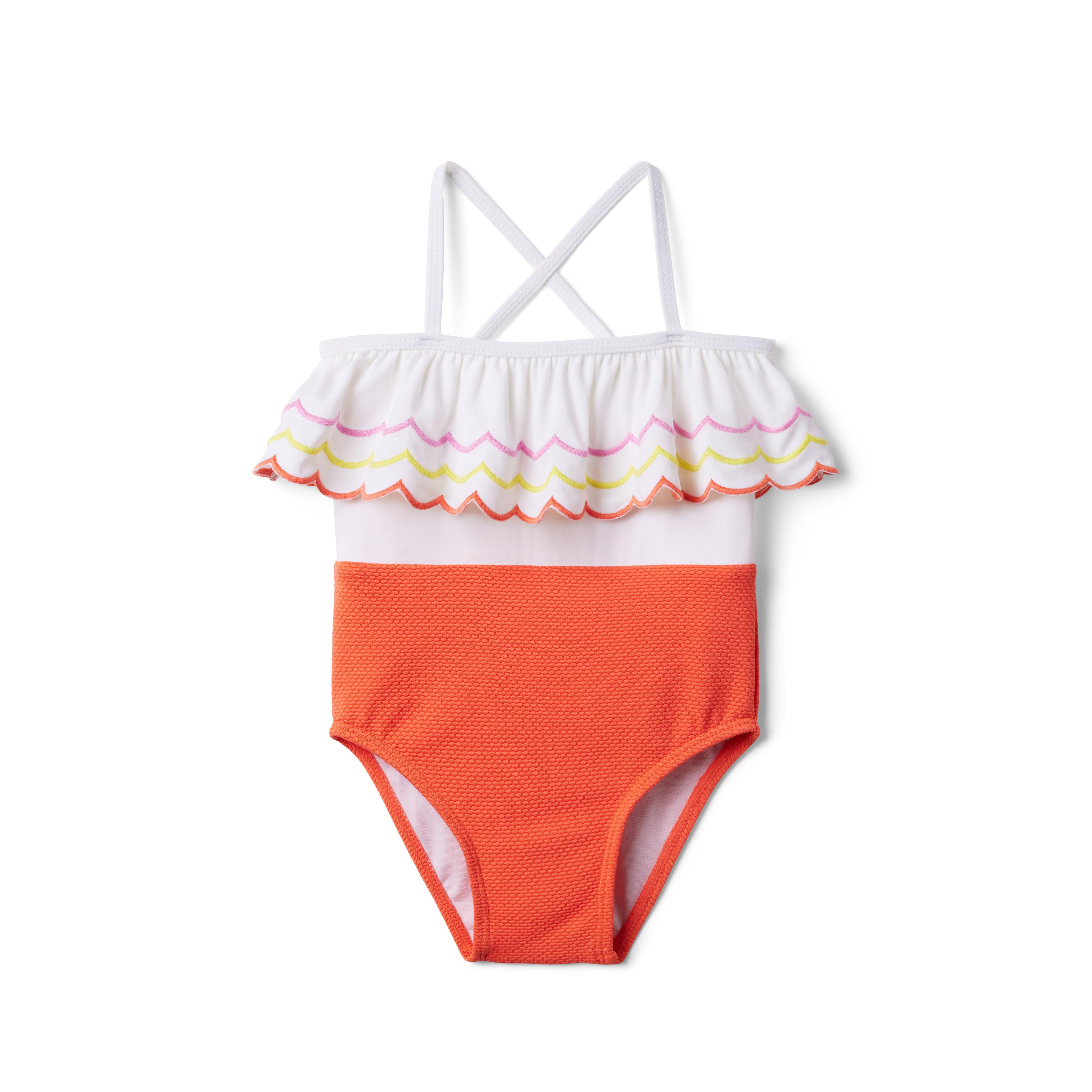 Embroidered Ruffle Colorblocked Swimsuit image number 0